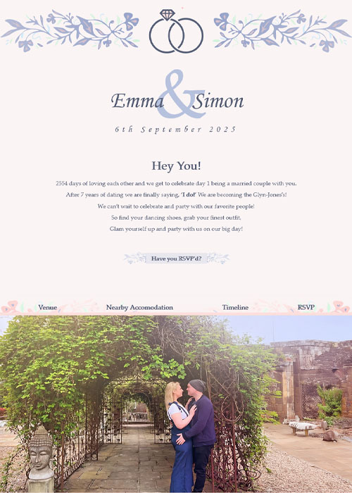 Glyn-Jones Wedding website preview