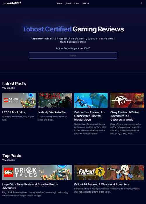 Tobost Certified website preview