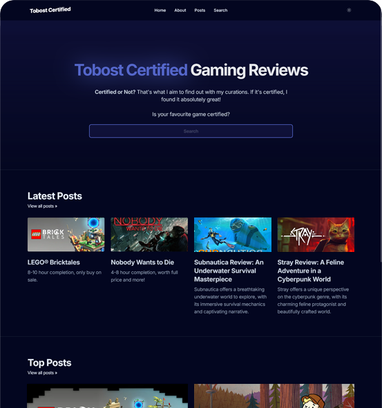 Tobost Certified Website Preview